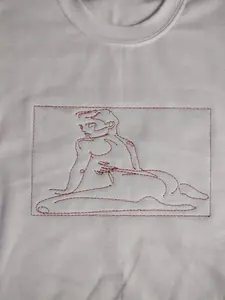 Ruby July "NUDE" For Valentine's day embroidered sweater Cotton White sexy red embroidery