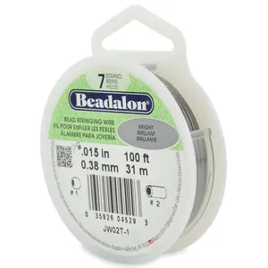 Beadalon 7 Strand Stainless Steel Bead Stringing Wire, 0.015 in / 0.38 mm, Bright, 100 ft / 31 m