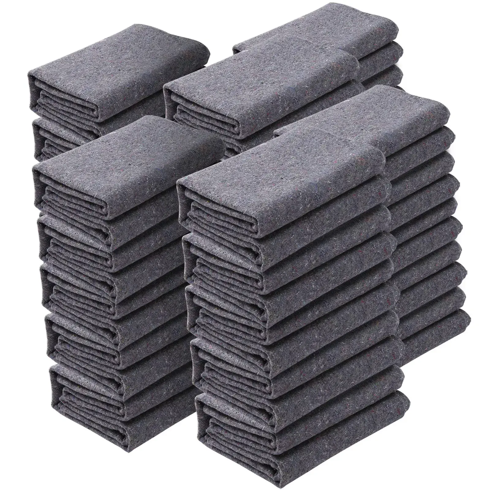 Professional Recycled Cotton Moving Blankets - 72"x54", 21 lbs/dz Weight, Large Heavy-Duty Packing Pads for Furniture, Floor Protection