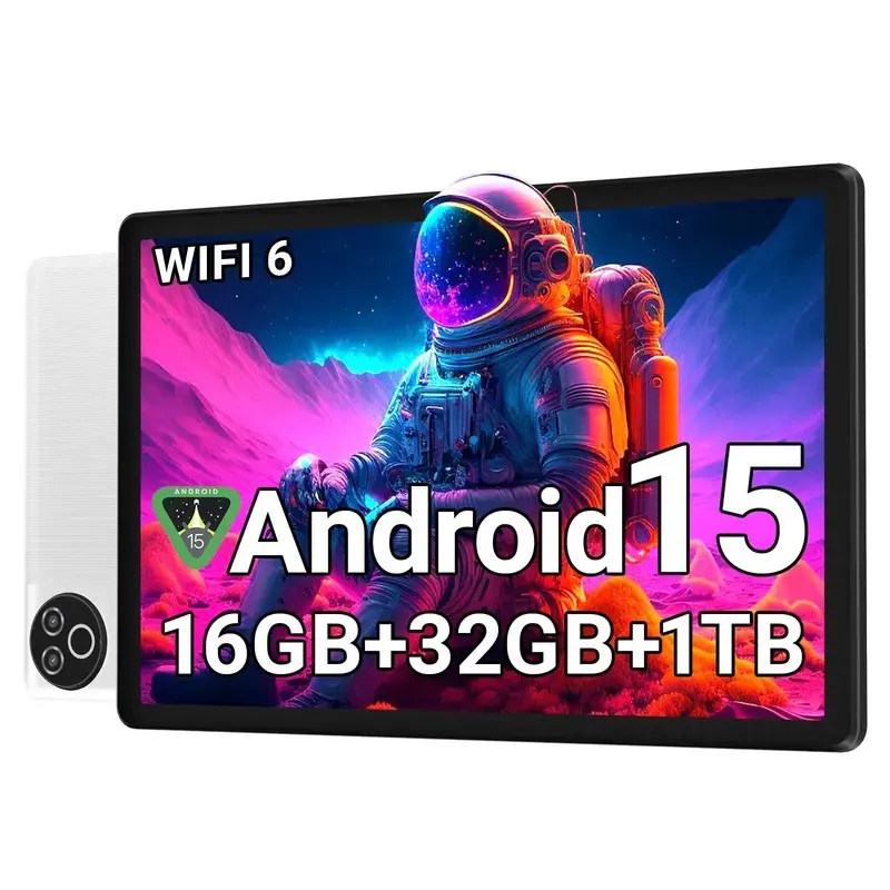 10-Inch Android 15 Tablet, 16GB RAM, 32GB ROM (Up to 1TB Expandable), 5-Core Processor, HD IPS Touchscreen, Wi-Fi 6, Bluetooth 5.4, 8H+ Battery Life, Dual Cameras, Ideal for Adults & Gifting (Streaming), Tablets,techvibes