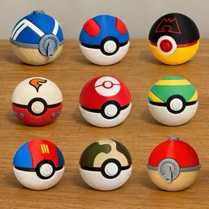 Classic & Retro Pokeballs - High-Quality PLA 3D Printed Figurine Decor for Pokemon Series Desktop Ornaments Anime Design 2.75" Diameter