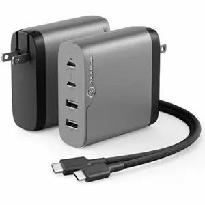 Alogic WCG4X100SGR-US 100W GaN Rapid Power Adapter Charger, Space Grey