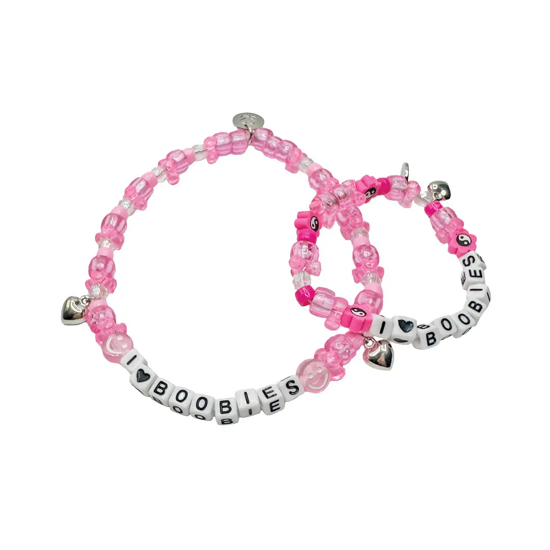 i love boobies!  Kandi Bundle - Haute Pink - Bracelet and Choker