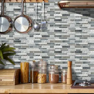 Self-Adhesive Faux Marble Ceramic Tile Wall Decals, Decorative Wall Sticker, Peel & Stick Instantly, Waterproof & Stain-Resistant, 36-Piece Set, Kitchen Bathroom Decor, Self Adhesive Tiles