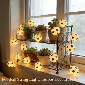 Football Shaped String Lights, BatteryOperated (no Batteries Included), EnergySaving LED Strip, Bright Colors, SportsTheme Party Decor