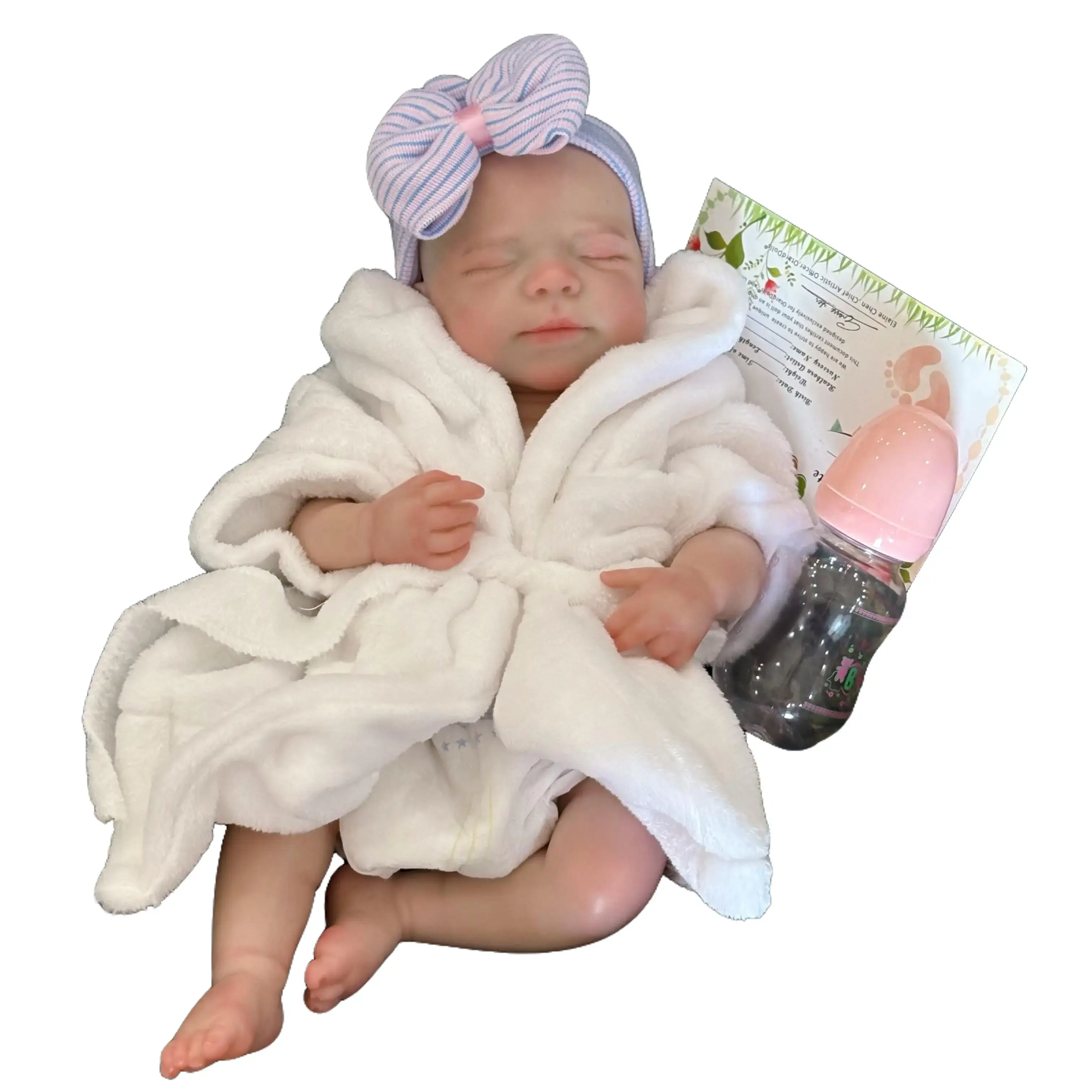 18 Inches 45 cm Soft Silicone Reborn Doll Lifelike FeelClosed Eye Sleeping Design Newborn Girl Doll with BirthCertificate and Clothing Perfect Gift for Children