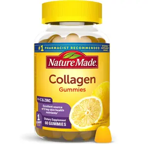 Nature Made Collagen Gummies with Vitamin C, Zinc and Biotin, Hydrolyzed Collagen Peptides Supplement for Healthy Skin Support, 60 Gummies, 60 Day Supply