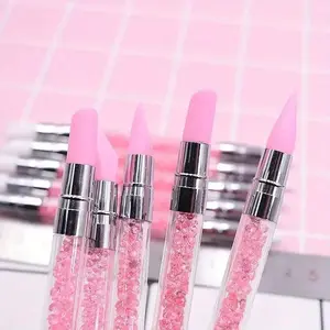 5Pcs Pink Dual-Ended Rhinestone Manicure Nail Art Silicone Pen | Easy 3D Flower/Mirror Powder/Press-On Nails | Pro Sculpting Tool for Beginners & Pros | Perfect Valentine’s Day & Mother’s Day Gift for Nail Lovers Nail Art Set Nail Art Kits