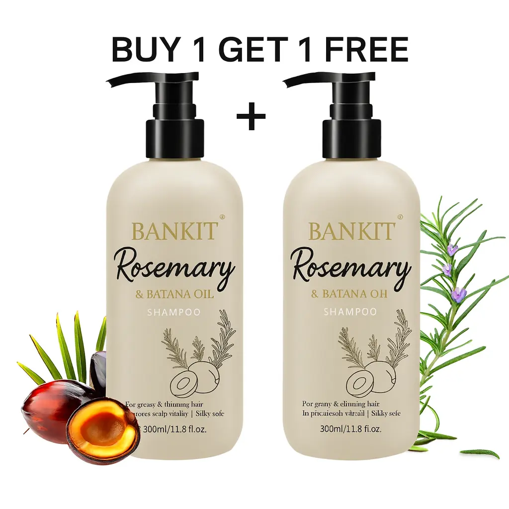 [Buy 1 Get 1 Free] BANKIT Rosemary Batana Hair Growth Shampoo – Anti Hair Loss & Thickening Shampoo for Women & Men – Keratin Formula for Healthy Scalp & Fuller Hair