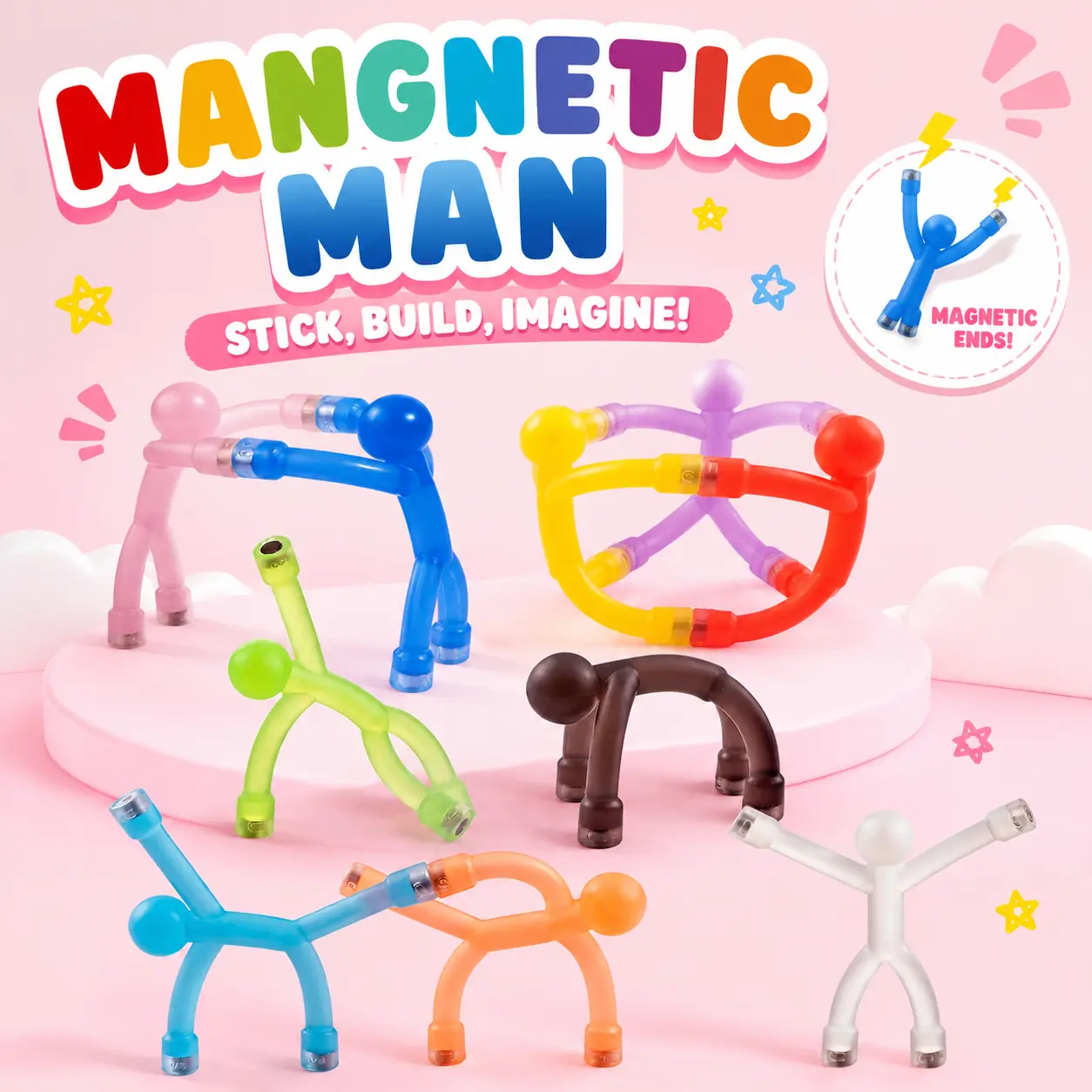 10PC Magnetic People, Magnetic Push Pins, Colorful Magnet Men, Decorative Magnets for Adults, Magnets for Bulletin Board, Maps, Posters, Locker, Office