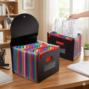Durable 13/25-Pocket Organizer Expanding File Folder for Office School Supplies, Secure Document Storage & Travel, Multi-Compartment Flip-Top Portfolio for Everyday Use, Essential Papers Classification & Protection, Paper Organizers, Files Organizer