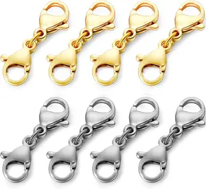 Double Lobster Clasp Necklace Extender Connector Bracelet Extension, Gold and Silver Lobster Claw Clasps for DIY Jewelry Making