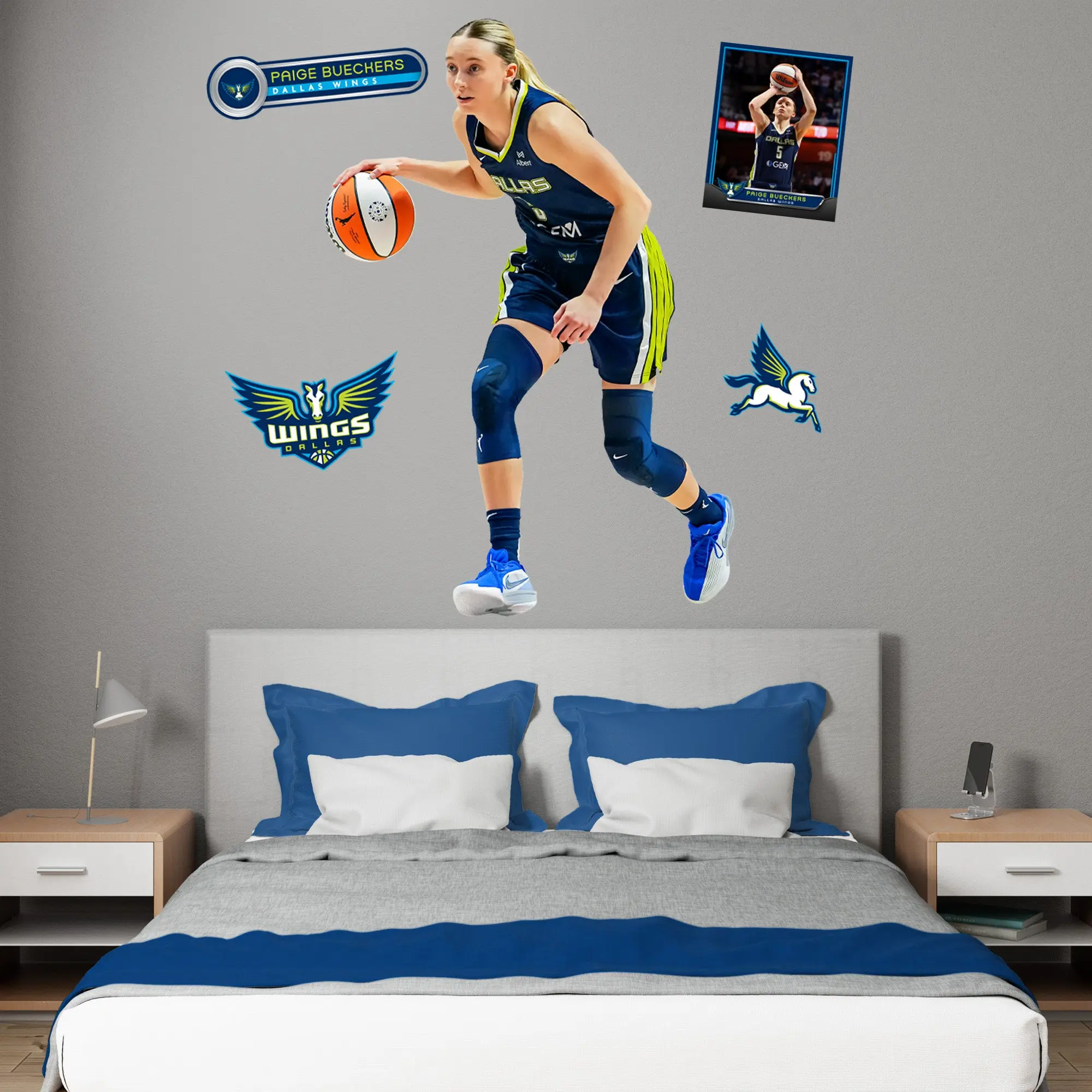 Paige Bueckers RealBig Collection Official WNBA Dallas Wings Reusable Vinyl Wall Decals - Fan-Focused Decorative Sticker, Sticker Decoration, Room Decorations, Glue-Free Wall Murals for Fan Rooms