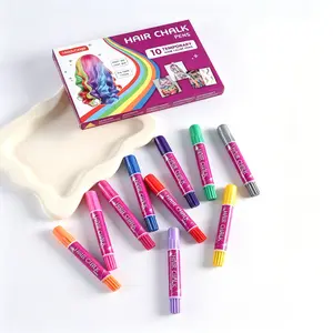 10-Color Hair Chalk Pen Kit, Non-Toxic Temporary Washable Hair Dye, Long Lasting Vibrant Hair Dyeing Markers for Teen Girl Trendy Stuff, Kids, Adults, Makeup for Birthdays, Halloween, Christmas, And Parties