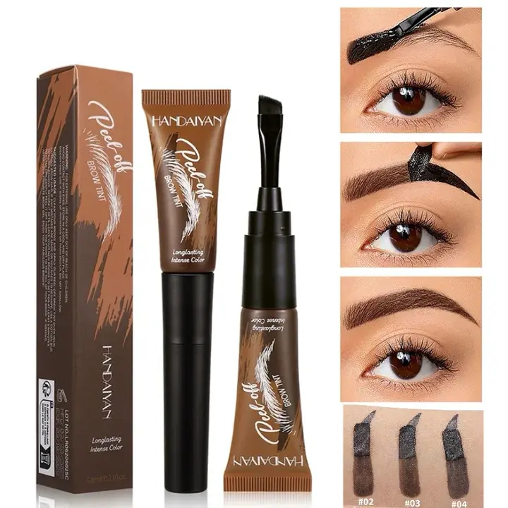 Peel Off Brow Tint Waterproof Semi Permanent Eyebrow Gel Tint Long Lasting Brow Gel Natural Looking Brows Easy Removal with Brush Makeup for Women