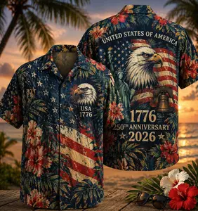 America Hawaiian Shirt, Vintage Patriotic Shirt, 250 Years of America Celebration Button Down