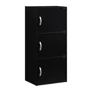 Hodedah 3-Shelf, 3-Door Multi-purpose Cabinet, Black Hodedah 3-Shelf, 3-Door Multi-purpose Cabinet, Black