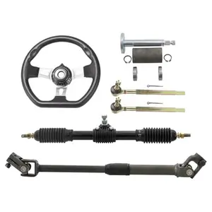 Suisuitong Go Kart Steering Gear Shaft Rack Pinion & Connecting Shaft with Steering Wheel & Holder, Tie Rod End Joint for ATV UTV Go Kart Golf Cart Buggy Dune Quad Drift Trike Tricycle Four Wheeler