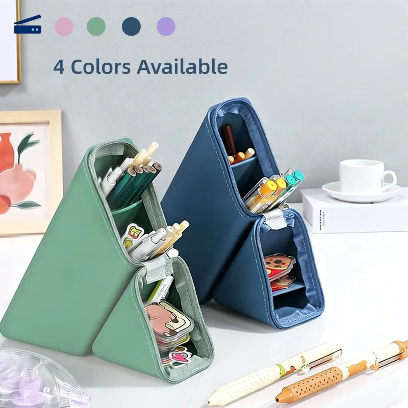 【Back to School】Striped Expandable Pencil Cup, Foldable Desk Pen Holder, Large Capacity Multi-Functional Pen Slot, Office & Desk Supplies, Aesthetic Desk Decor-MM1