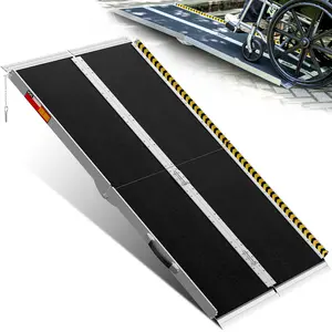 Portable Wheelchair Ramp 5FT, Anti-Slip Aluminum Folding Portable Ramp, Wheelchair Ramps for Home, Weight Capacity Up to 800 LBS, with Transition Plates Above and Below, Loading Dock Plates