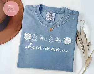 Cheer Mom Shirt, Custom Cheer Shirt, Game Day T Shirt, Cheer Mama Shirt Bows, Cheer Team Shirt, Custom Cheer Mom Shirt, Custom Cheer Tee Cotton Light