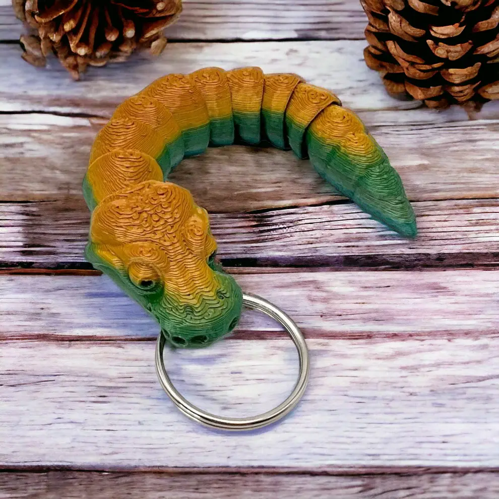 Python Snake - 3D Printed Key Chain - 5-1/4-in