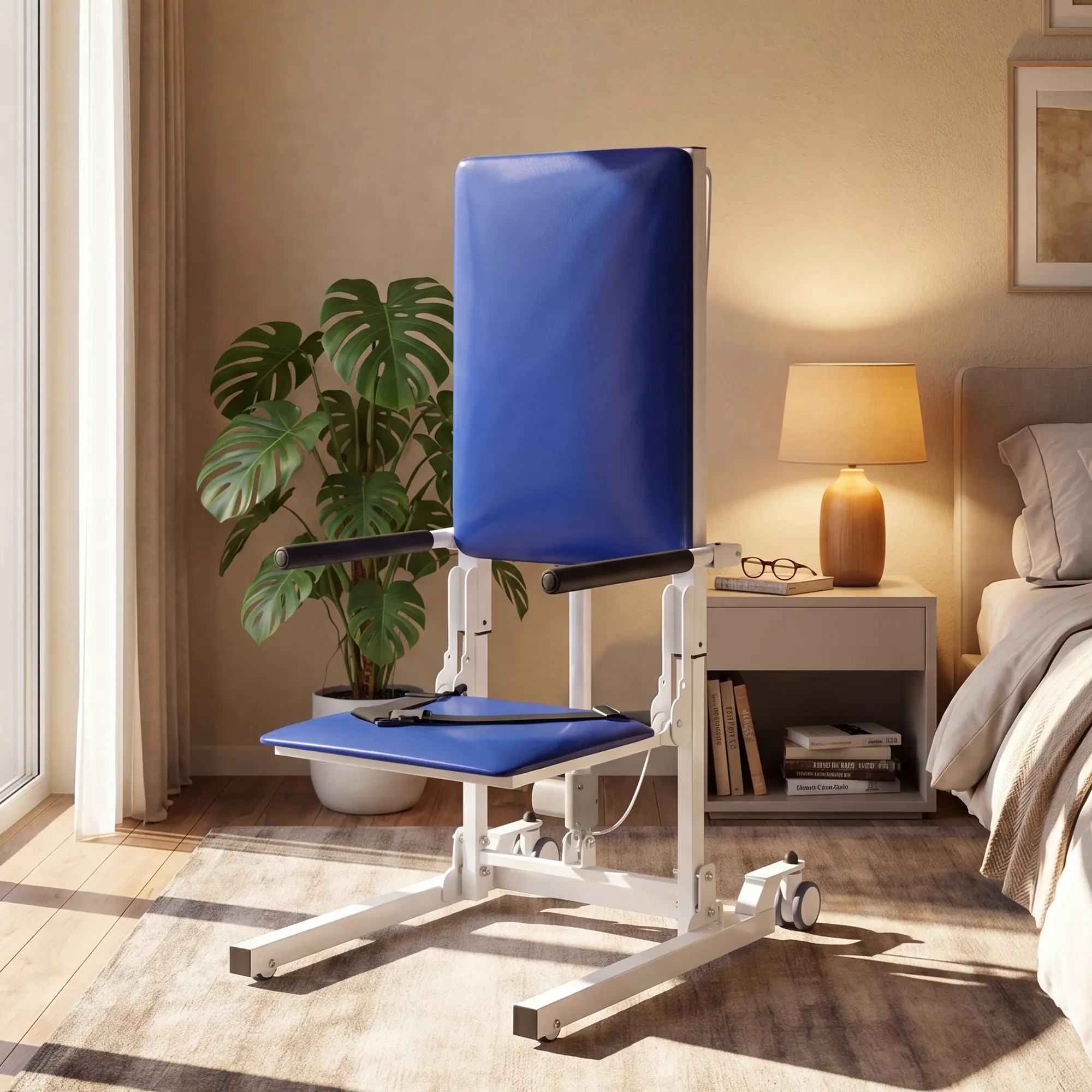 FUFU&GAGA Electric Patient Transfer Lift Chair, Foldable Shower Bath Transfer Wheelchair with Remote Control, Padded Medical Transfer Chair for Elderly Disabled Home Hospital Use
