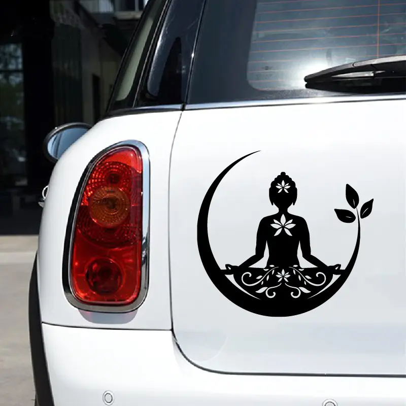 Buddha Chakra Peace Love Good Vibes Vinyl Sticker Car Window Decor, Zentangle Mandala Laptop Decals for Apple Macbook Pro / Air