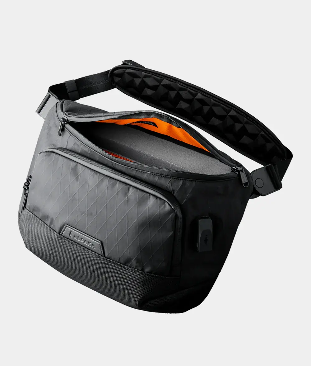 ALPAKA Bravo Sling Max 8L RFID-Blocking Sling Laptop Bag | Crossbody Bag for Men Work with Maglockz Buckle, Lockable Zips & External USB Port, X-Pac VX21 Weatherproof Fabric