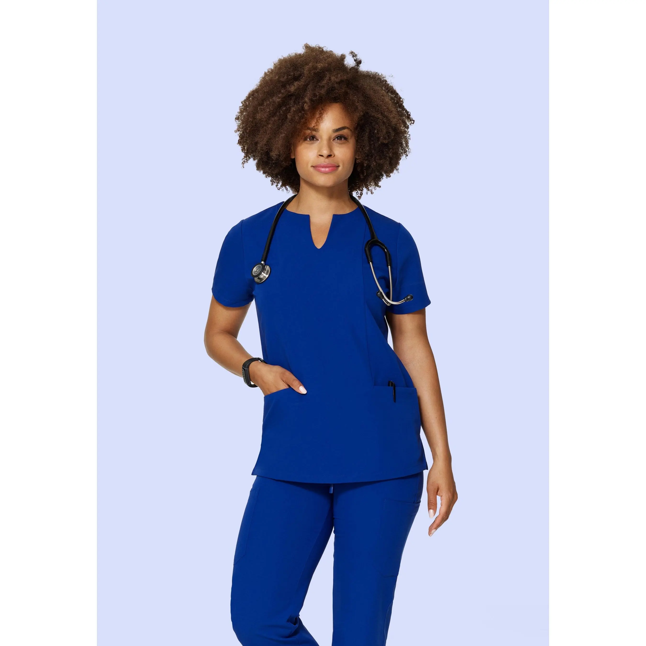 5 Pocket Notch Neck Top Galaxy Blue