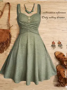 Women's Casual Plain Knit Slim Fit A-Line Dress, Spring Summer Fashion, Perfect for Vacation Dates Home Leisure, Elegant Women's Clothing