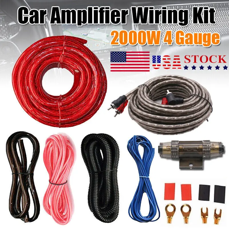 4 Gauge Car Audio Cable Kit Amplifier Install Amp RCA Subwoofer Sub Wiring Handicraft enthusiasts, car modification Upgrade Car Stereo tool kit set Connection 2000W