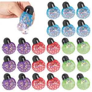 1 3/4" Mini Mesh-Covered Bright Bead Stress Ball Toys - 24 Pc.