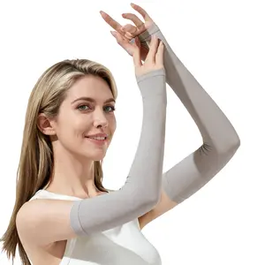 Buy One, Get One Free  2 Pairs Gray Cooling Arm Sleeves, UV Sun Protection Compression, Elastic Quick-Dry Ice Silk for Adults, Ideal for Outdoor Sports Cooling UPF 50 UV Sun Sleeve basketball  gear