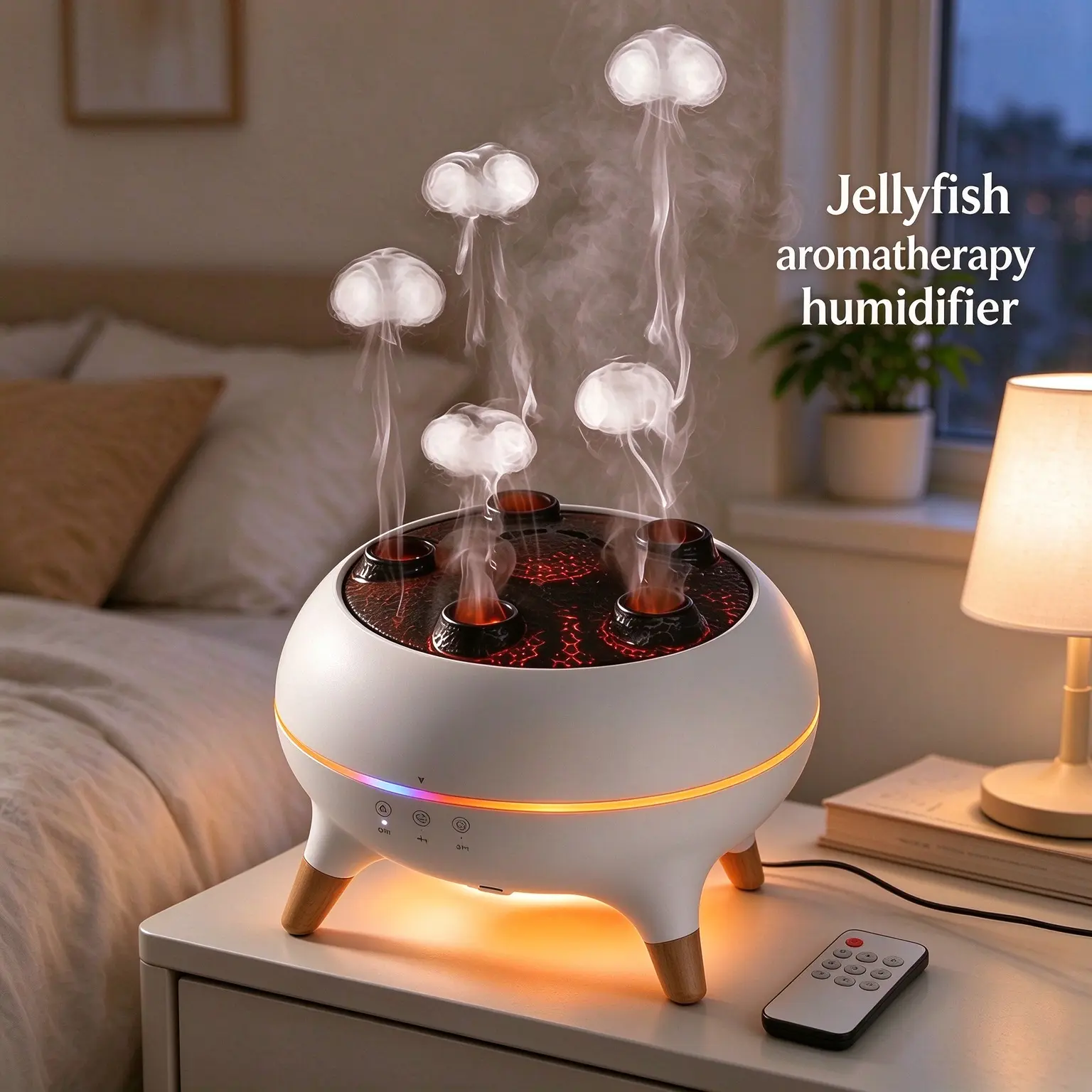 Jellyfish Aromatherapy Humidifier - 250ml Remote Control Cool Mist Diffuser with Colorful Ambient Light, Quiet Desktop Unit, Diffuser for Home Bedroom Office