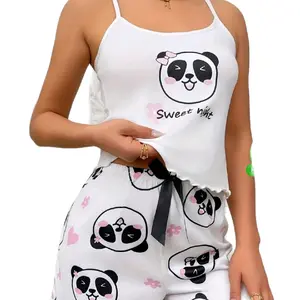 2pc Panda Bear lounge wear 2pc cami and short loungewear aet great fir upcoming weather and trips