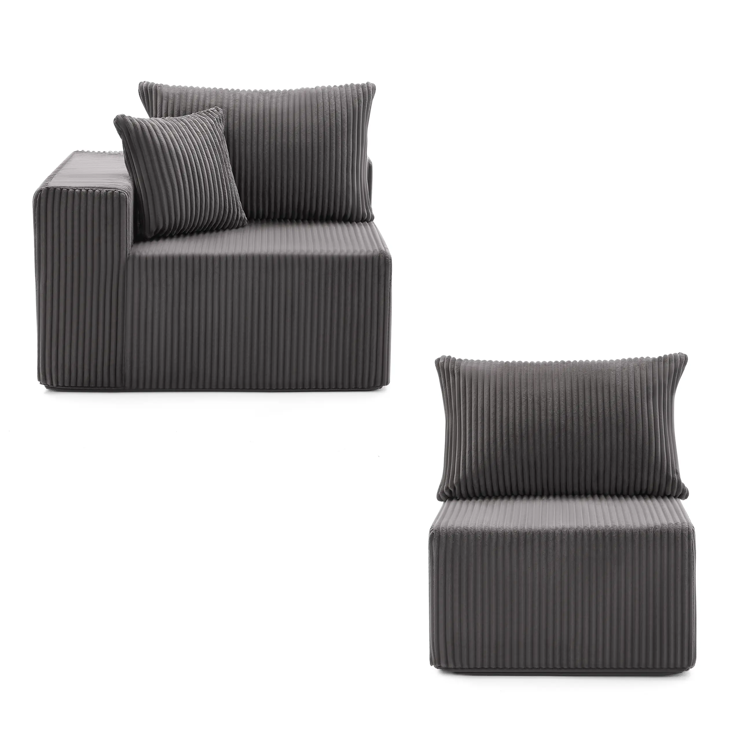 (Individual module),Modular Sofa with Deep Seat,Cloud Couch Sectional,Plush Corduroy L/U Shaped Boneless Couch, Convertible Sectional Couches for Living Room, 1 Seat