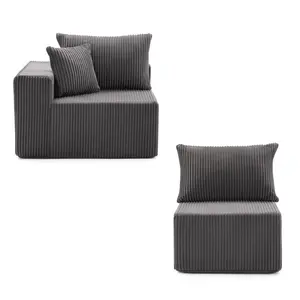 (Individual module),Modular Sofa with Deep Seat,Cloud Couch Sectional,Plush Corduroy L/U Shaped Boneless Couch, Convertible Sectional Couches for Living Room, 1 Seat