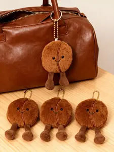 One plush coffee bean-shaped car keychain, cartoon doll keychain, Fuzzy Keychain, key pendant, cute bag accessory, kawaii keychain, phone bag charm, bag ornament, gift for men, gift for women, gift for classmates, gift for coffee love