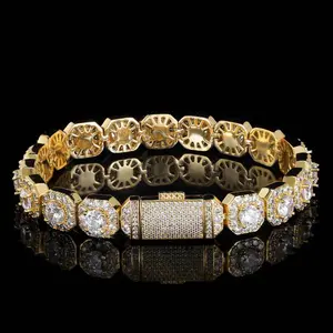 CHA091 Men's Crystal Sugar Chain Zircon Bracelet Trendy Stainless Steel Bracelet Holiday Gift for Men
