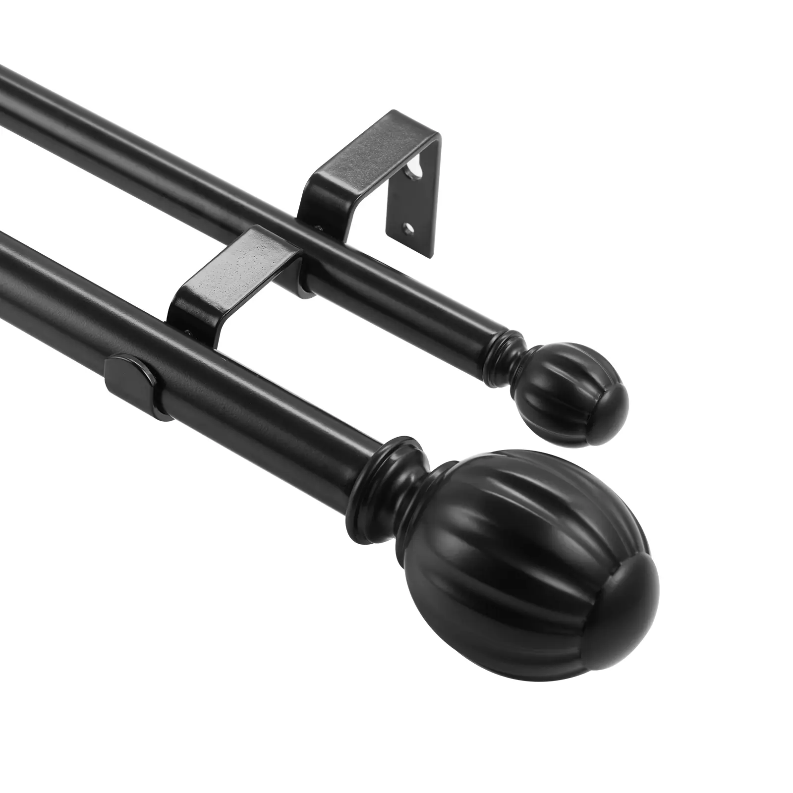 【Summerfinds】VEVOR Double Rod Curtain Rods,36-72 inches(3-6ft) Adjustable LengthBlack Double Curtain Rods with Round Finials1" and 3/4" DiameterDouble Window Drapery Rod for Sheer and Blackout Curtains