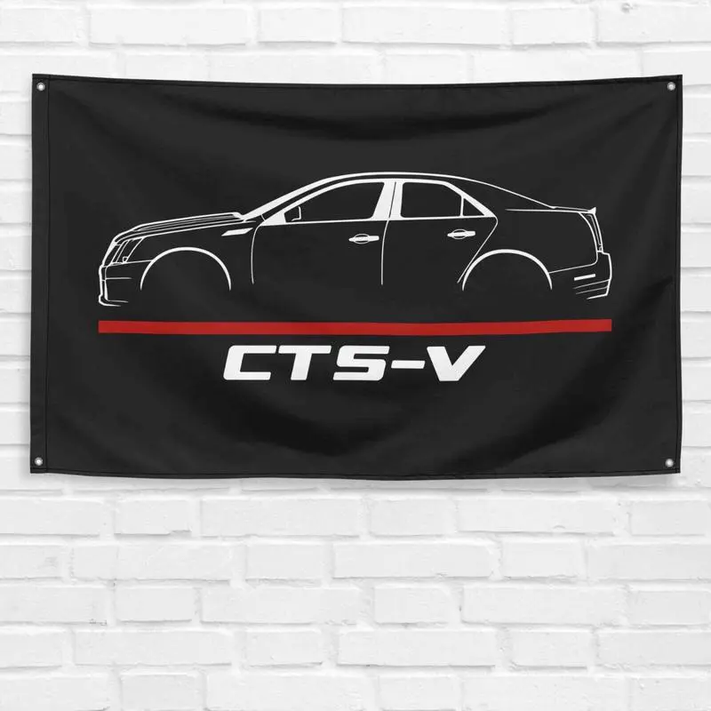 Cadillac CTS-V 2012 Themed 3x5 ft Flag Banner, Home & Garage Man Cave Decor, Car Enthusiast Birthday Gift
