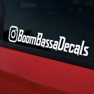 Custom Username/Handle Sticker/Decal 8 x 1.5 Inches White Vinyl for Car Windows & Social Media Personalizable Design
