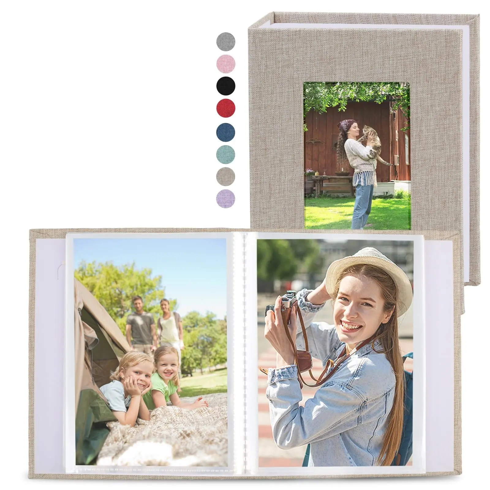 2 Pack Photo Album 4x6, Linen Cover Window Photo Book, 50 Pockets for 100 Pictures, Photo Organizer, Ideal for Family Memories & Events, Picture Book for Photos