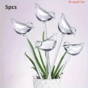 5 Pcs Charming Aesthetic Bird-Shaped Self-Watering Globes, Automatic Drip Irrigation Stakes – Garden Watering Tool for Indoor Outdoor Potted Plants