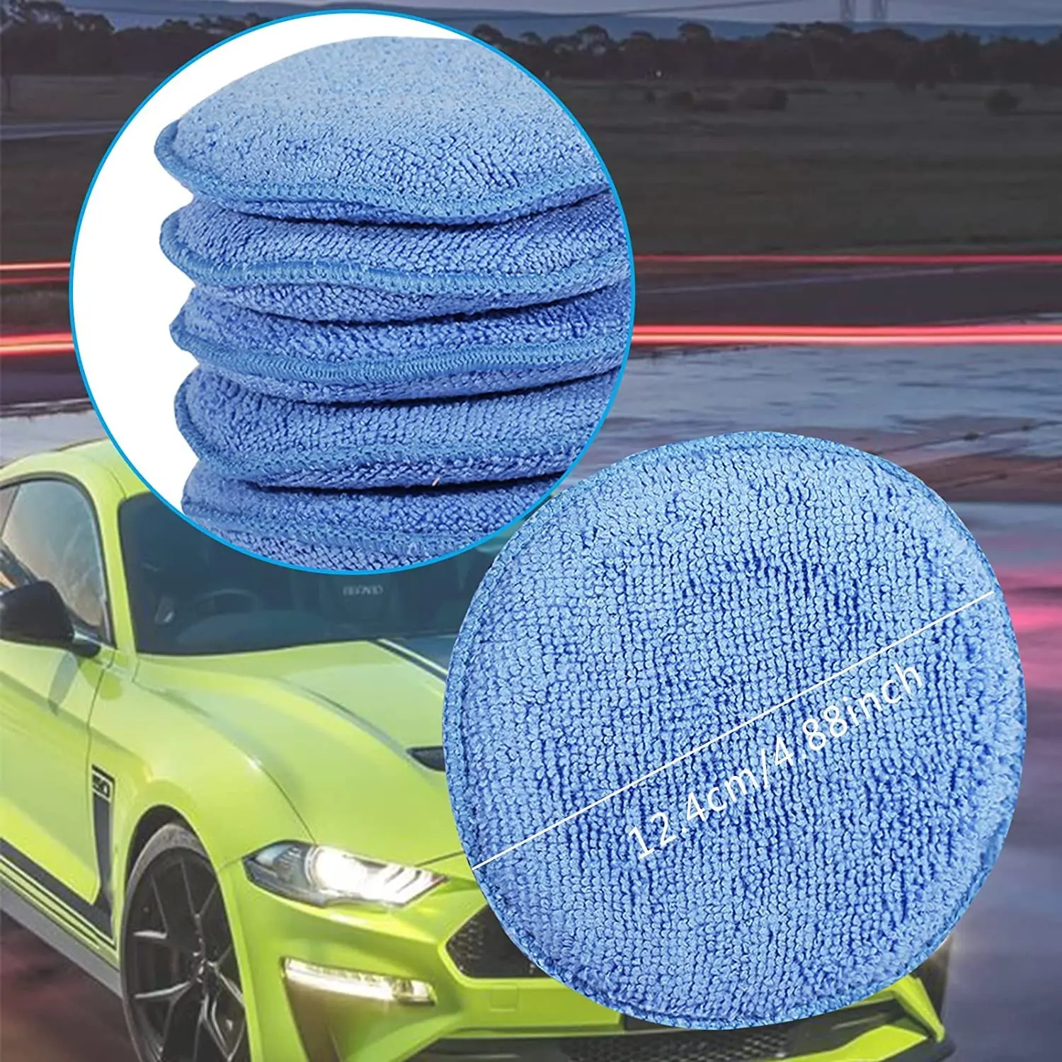 Microfiber Wax Applicator Pads, Car Wax Applicator, Buffing & Detail Polishing Foam Pads for Car Cleaning and Fine Polishing (5" Diameter, 6 Pack)