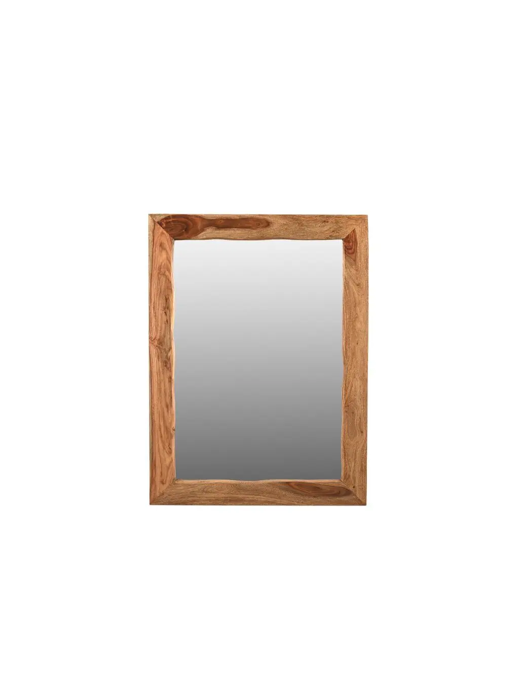 212 MAIN Retro Mid-Century Wall-Mounted Wooden Mirror - 44x33 in Brown Solid Wood Framed Rectangle Glass Accent for Home Decor, Room Accessories, Wall Mounted Mirror