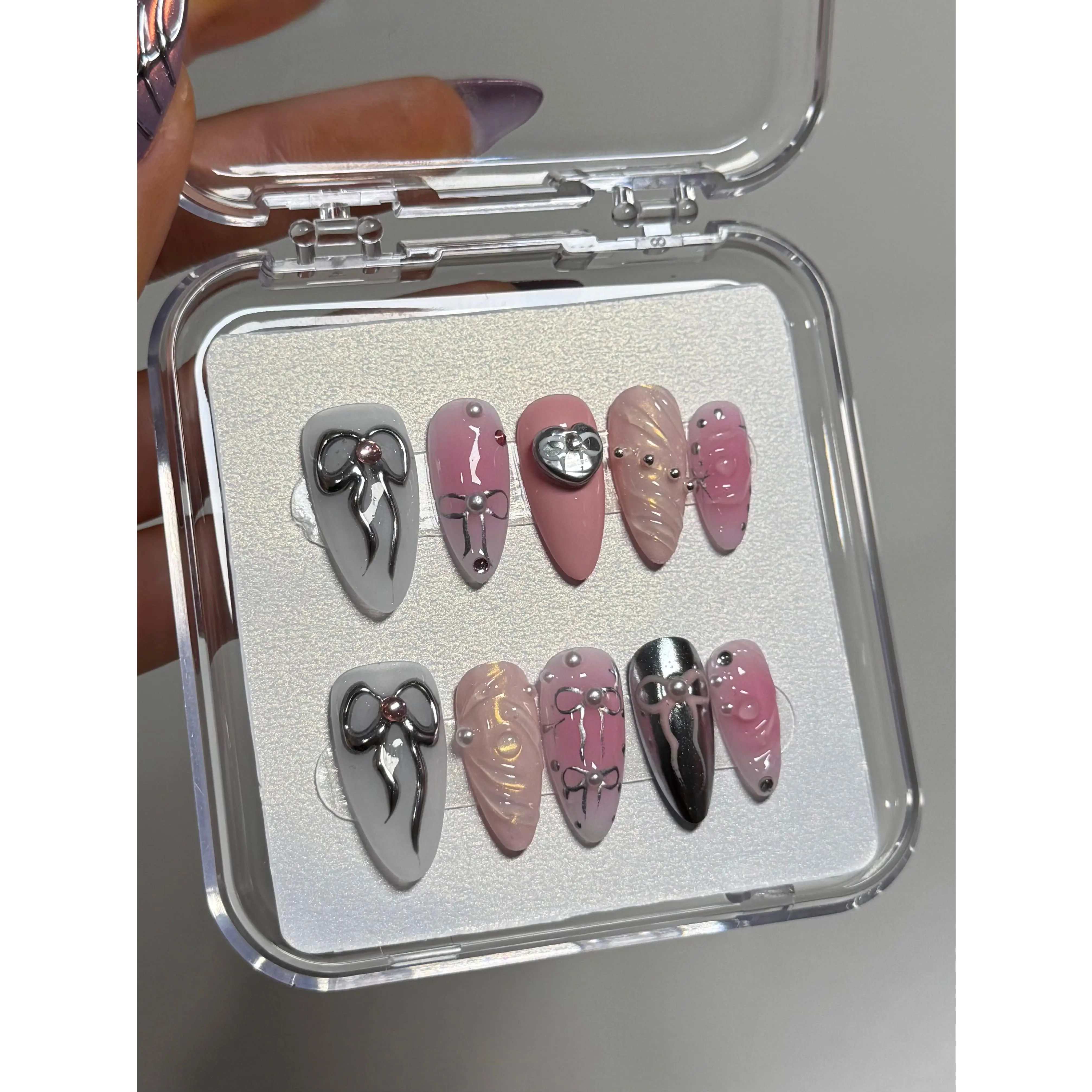 Nail Art Rhinestones and Pearls Kit, Multi-Size Decorations for Easy Application on Acrylic Extensions, Acrylic Nails Extension, Stylish Acrylic Nails, Easy Apply