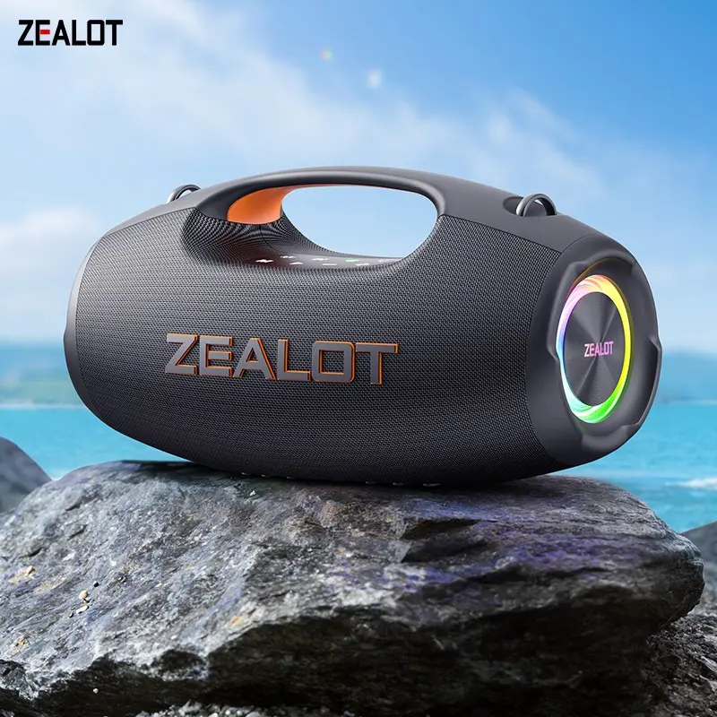 ZEALOT Portable Outdoor Rechargeable Party Bluetooth-compatible Speaker with Handle, Wireless Bass Boombox, Ipx6 Waterproof, 60w HD Stereo Sound, RGB Function Lights, 8000mah Battery BT5.4, Outdoor Speakers