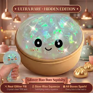 Viral Dumpling Squishy Mystery Blind Box ULTRA RARE Iridescent White Ribbon Hidden Edition | Mochi Squishies Slow Rise Stress Relief Fidget Toy Soft TPR Squeeze Ball Sensory ASMR Gift Butter Hand Toy Collectible 1pc